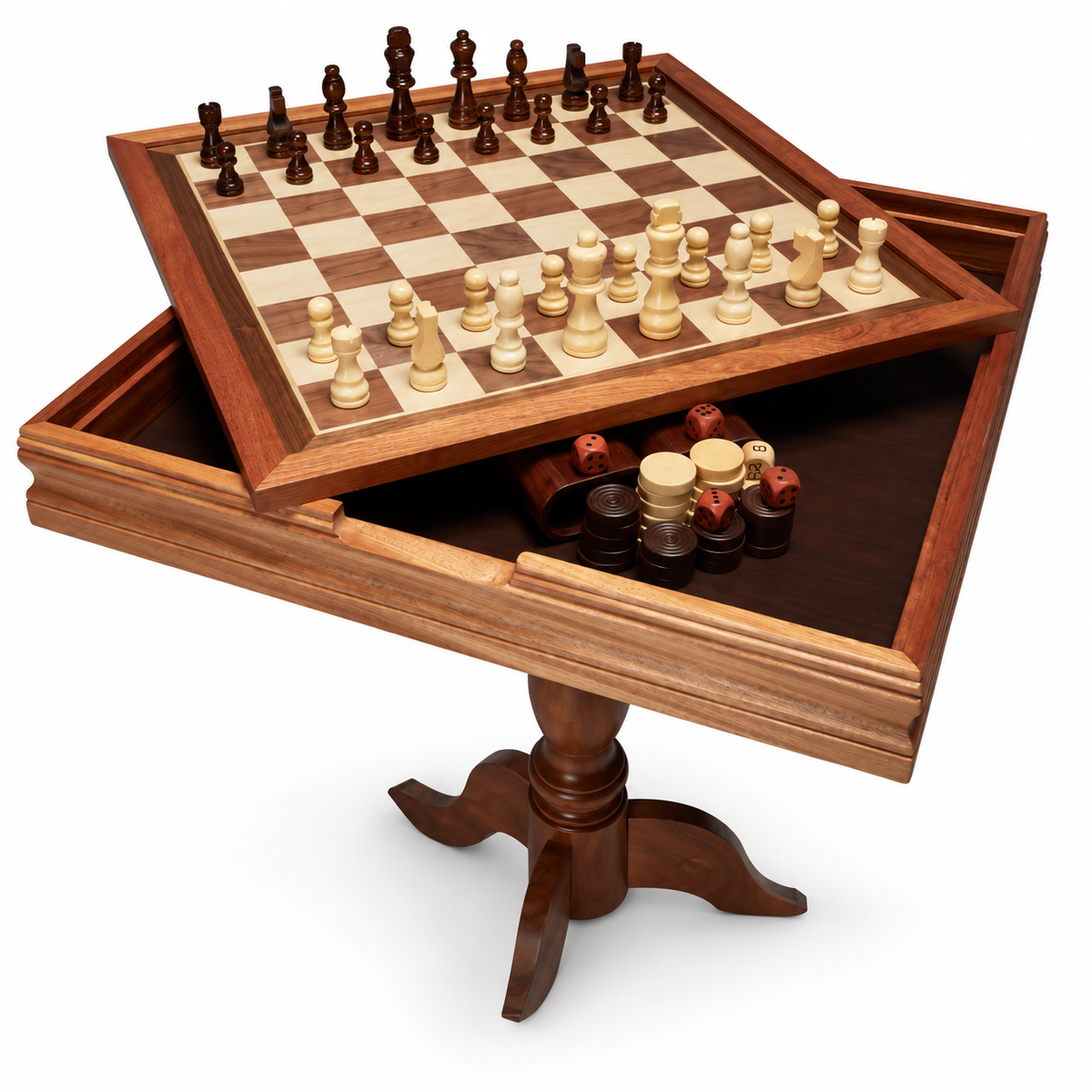 Table d'échecs 3-en-1 en bois avec tiroir Istanbul