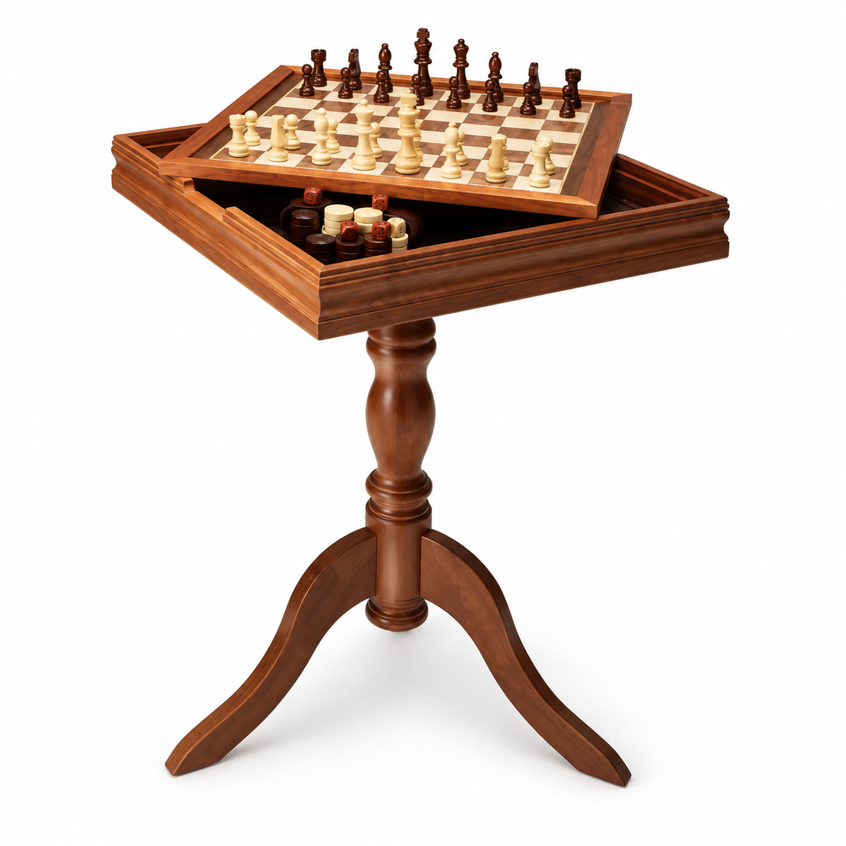 Table d'échecs 3-en-1 en bois Istanbul — vue 2